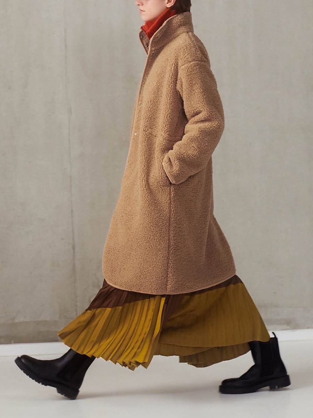 UNIQLO : C Clare Waight Keller Teddy Fleece Longline Stand Collar Sherpa Coat - Picture 2 of 15